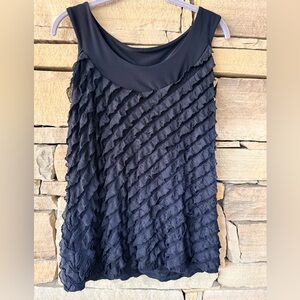 Elegant Black Textured Stretchy Sleeveless Top